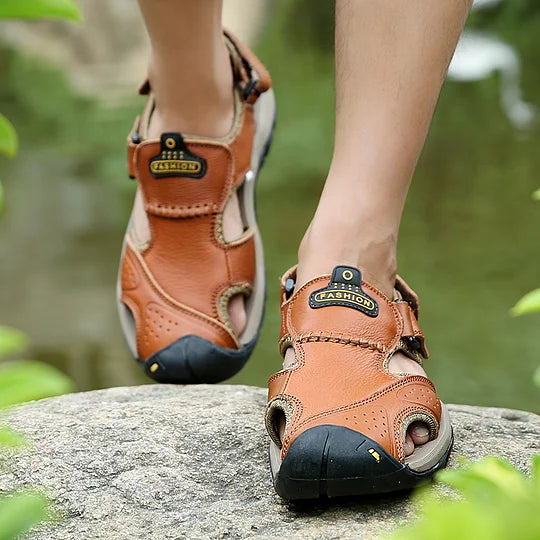 Men's Orthopedic Support Non-slip Sport Sandals Lightweight Trail Hiking Leather Sandals