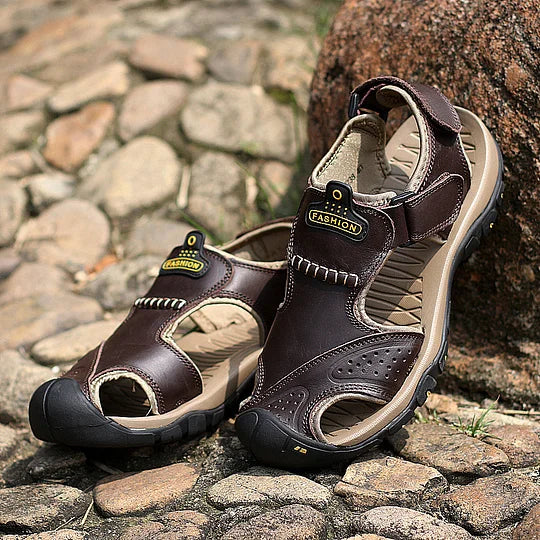 Men's Orthopedic Support Non-slip Sport Sandals Lightweight Trail Hiking Leather Sandals