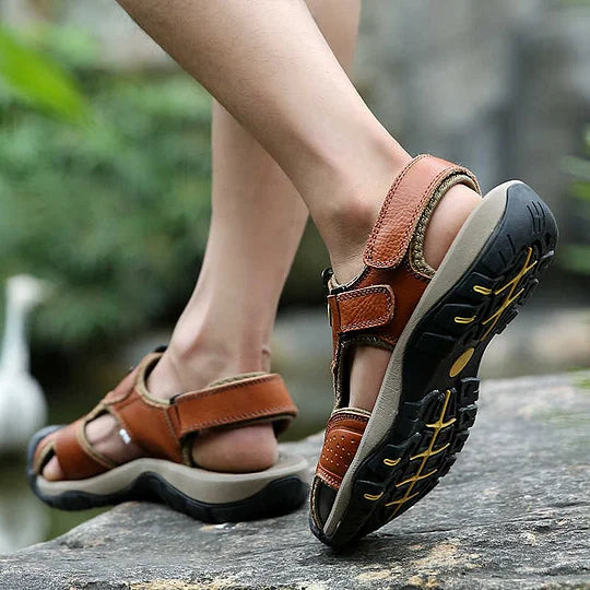 Men's Orthopedic Support Non-slip Sport Sandals Lightweight Trail Hiking Leather Sandals