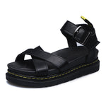 Women's Orthopedic Non-Slip Cross Strap Sandals - Open Toe, Solid Color, Ankle Strap Buckle & Thick Bottom