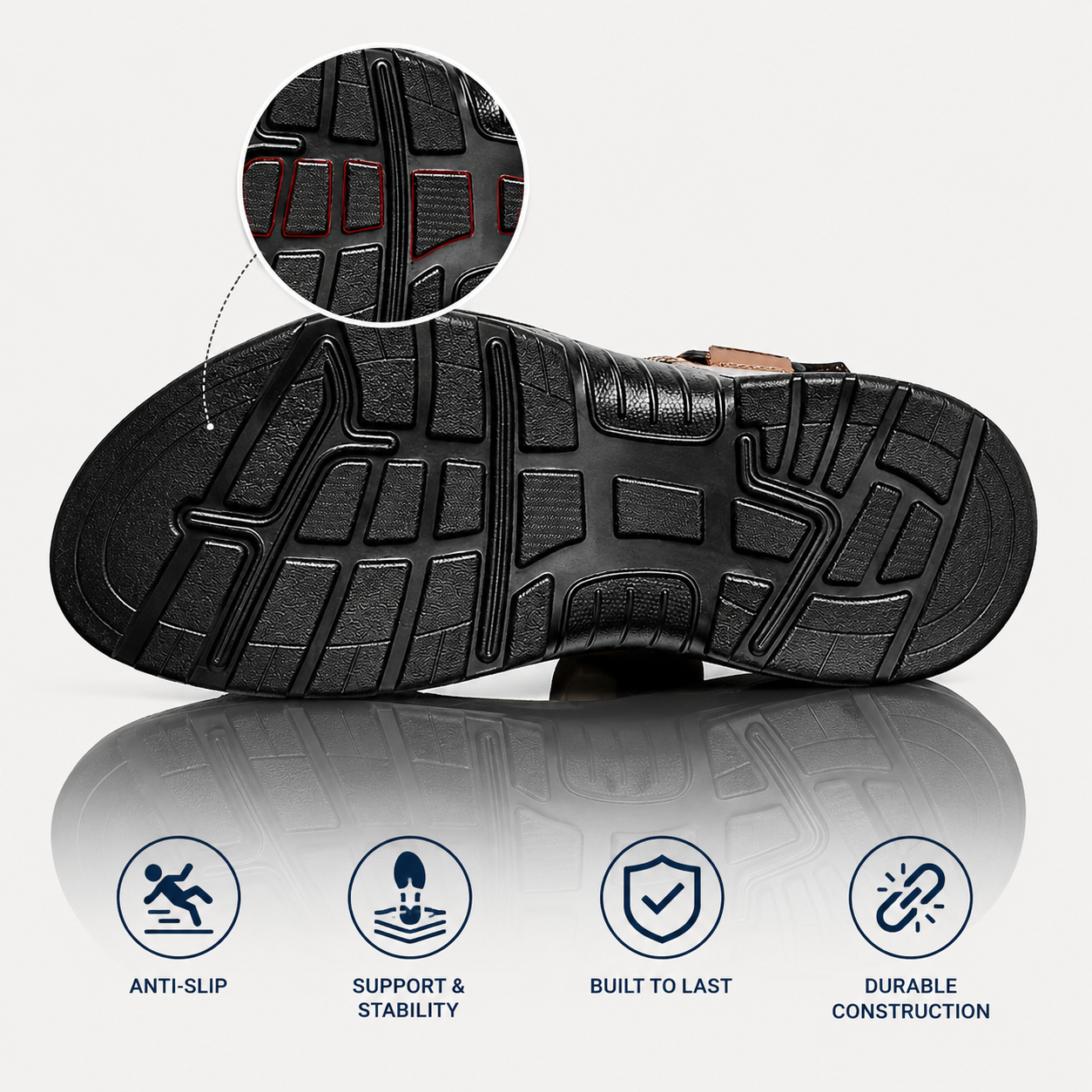 Men's Orthopedic Leather Sandals – Breathable, Adjustable, Air Cushion