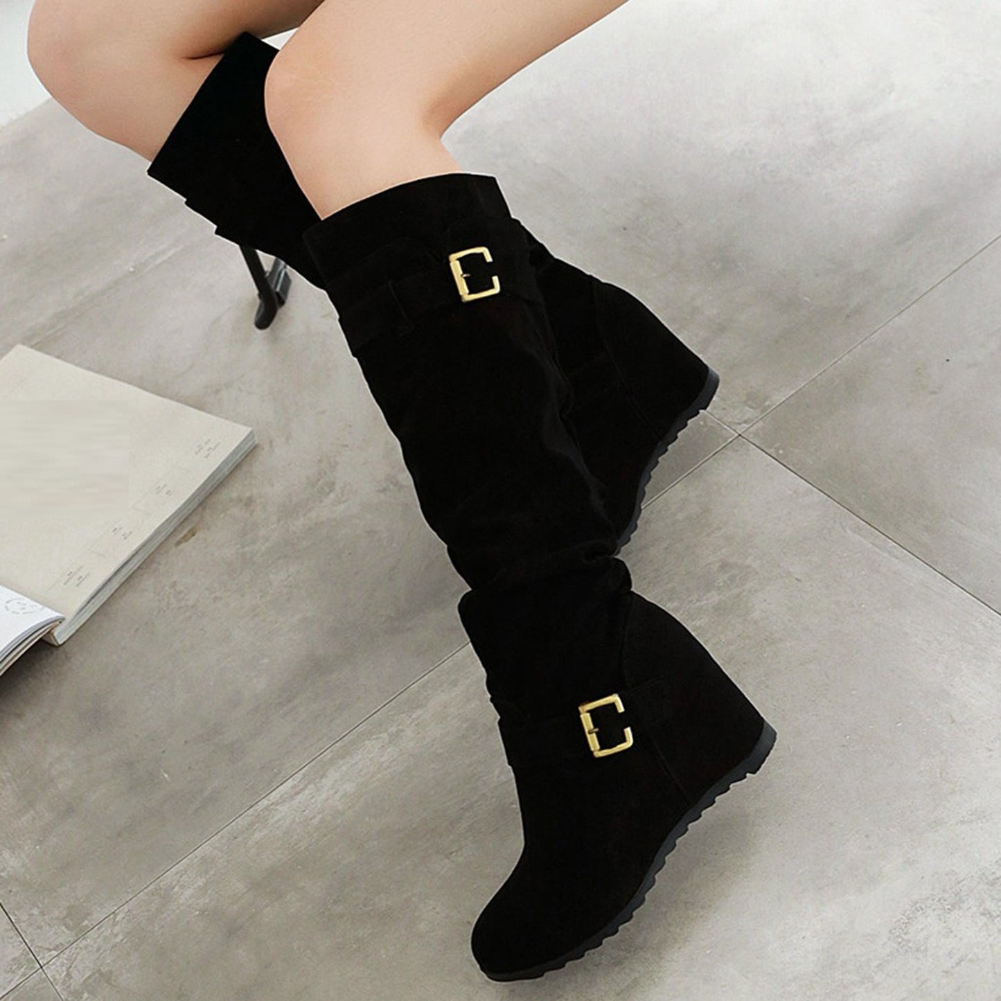 Women Vintage Boots Short Boots Thick High Heel Middle Ankle Boots Comfortable Women's Fashion Boots Botas Sapatos Feminino