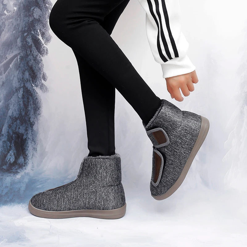 Women's Winter Plush Ankle Snow Boots - Warm Diabetic-Friendly Outdoor Walking Shoes