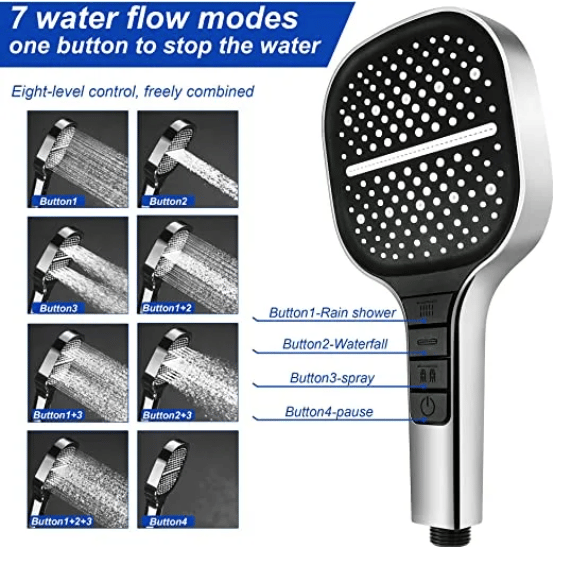 (🔥Last Day Promotion- SAVE 48% OFF)8-speed Oversized Panel Pressurized Shower Head