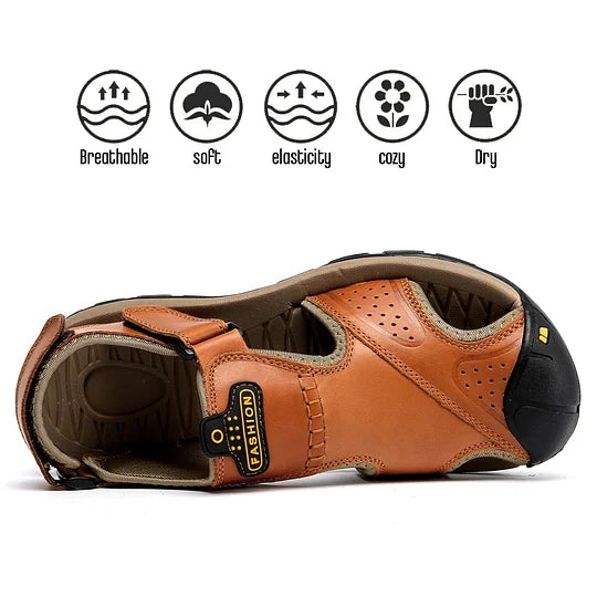 Men's Orthopedic Support Non-slip Sport Sandals Lightweight Trail Hiking Leather Sandals