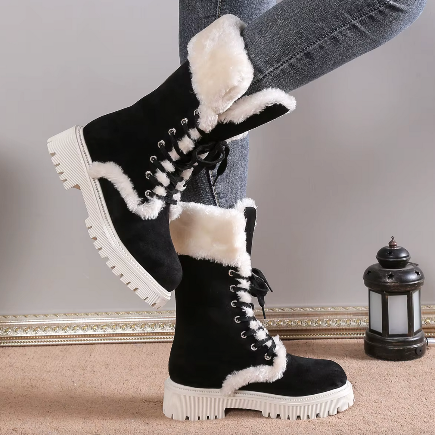 SafeStep™ Women’s Non-Slip Mid-Calf Cotton Boots – Warm, Supportive, Everyday Wear