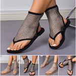 2024 New Women's Rhinestone Mesh Flat Sandals