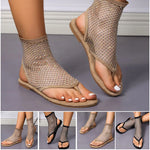 2024 New Women's Rhinestone Mesh Flat Sandals